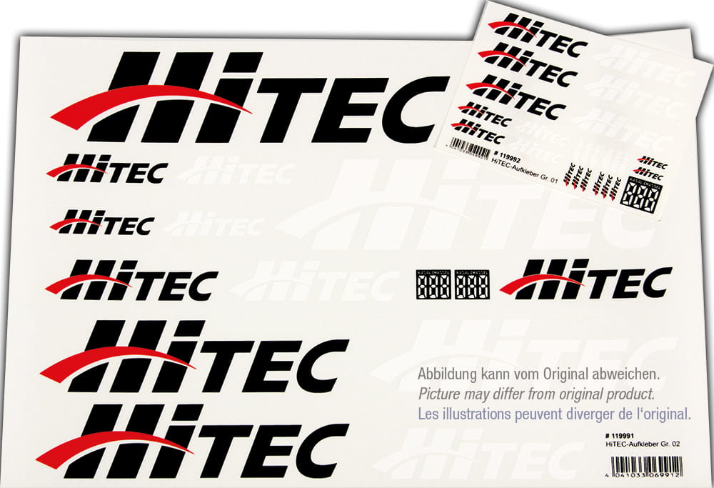 Multiplex Aufkleberset HiTEC-Logo schwarz_weiss_rot  100x35cm - RC-Zubehoer