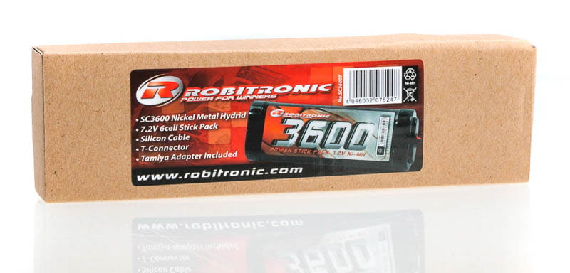 Robitronic NiMH 7,2V, 3600mAh, Stick Pack, T-Stecker & Tamiya