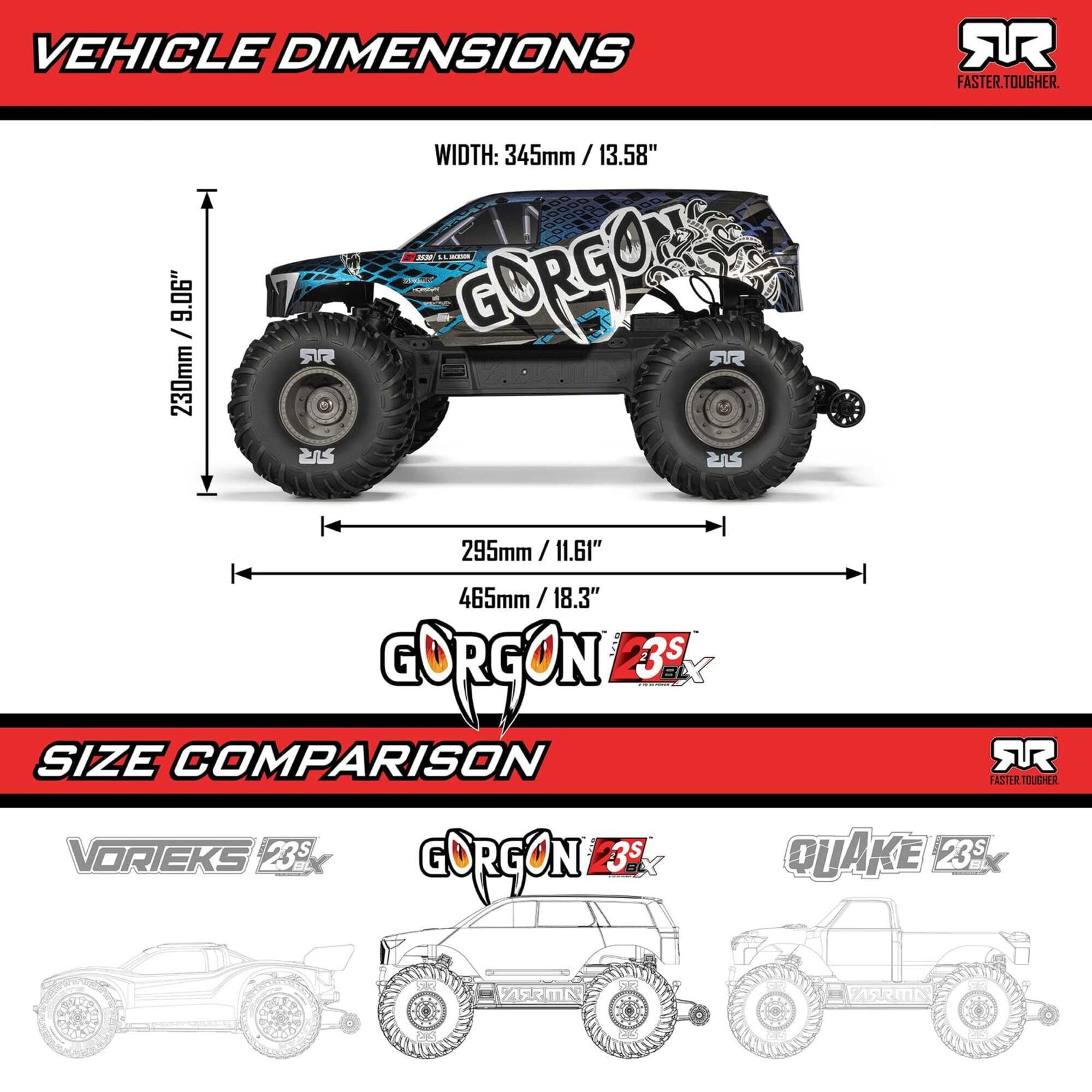 ARRMA GORGON 223S Brushless Monster Truck RTR Blau