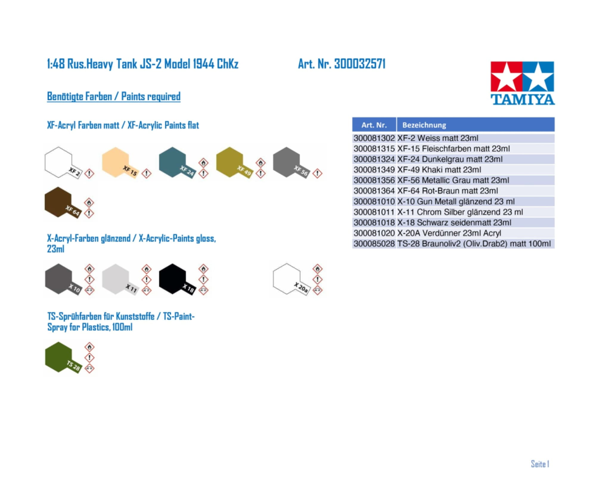 Tamiya Plastikmodellbausatz - 1_48 Rus.Heavy Tank JS-2 Model 1944 ChKz
