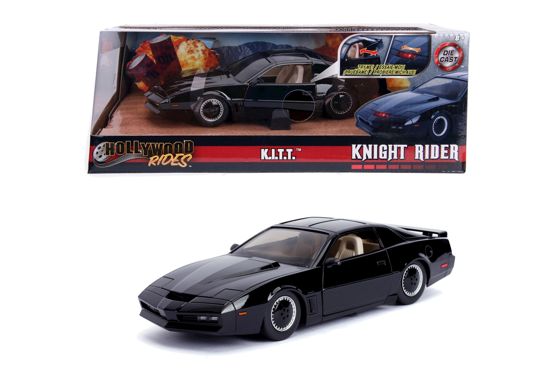 Jada Knight Rider KITT Modellauto 1982 Pontiac Trans AM 1_24 - Mit LED Scanner