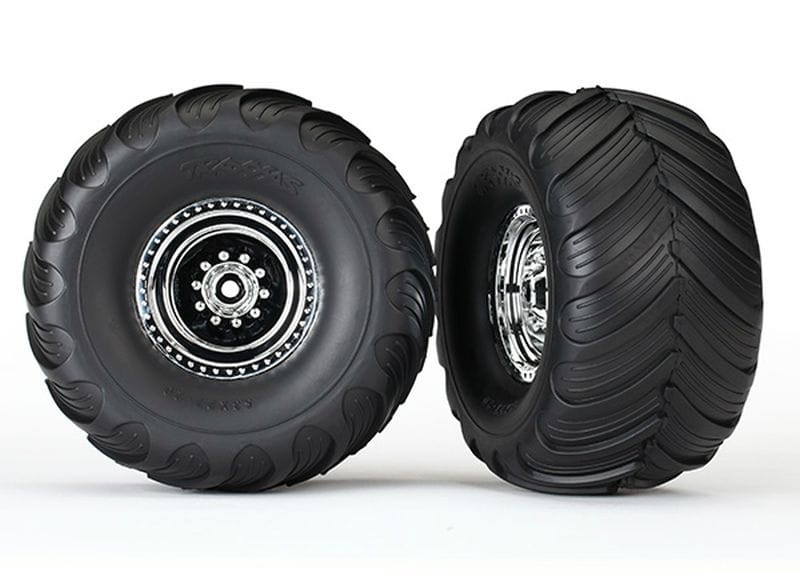 Traxxas Tires _ wheels_ assembled_ glued _chrome wheels_ Terra Groov - RC-Zubehoer