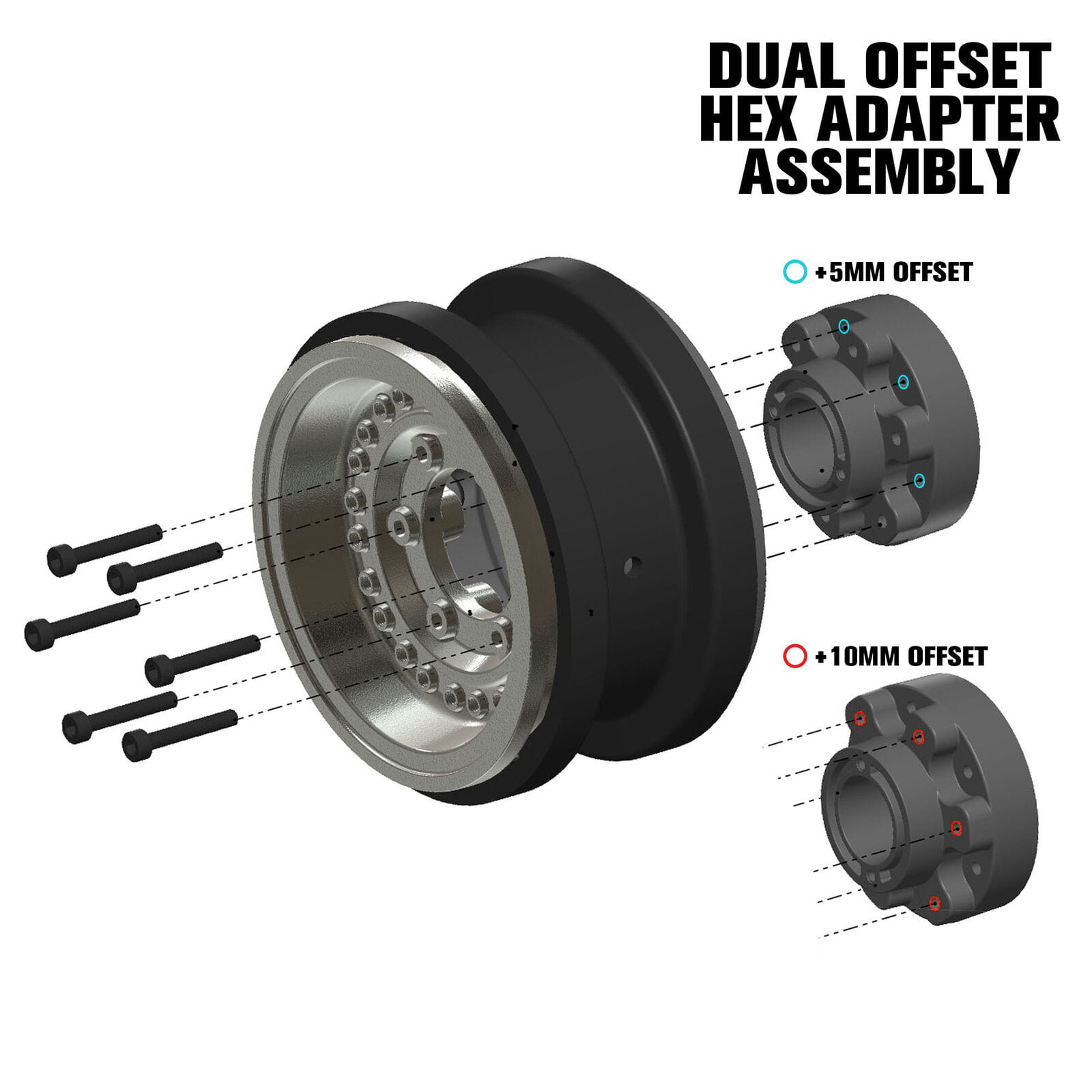 Proline 1_6 Black Rhino Armory Alum 2.9 Dual Offset SCX6 Wheels _2_ Gunmetal - RC-Zubehoer