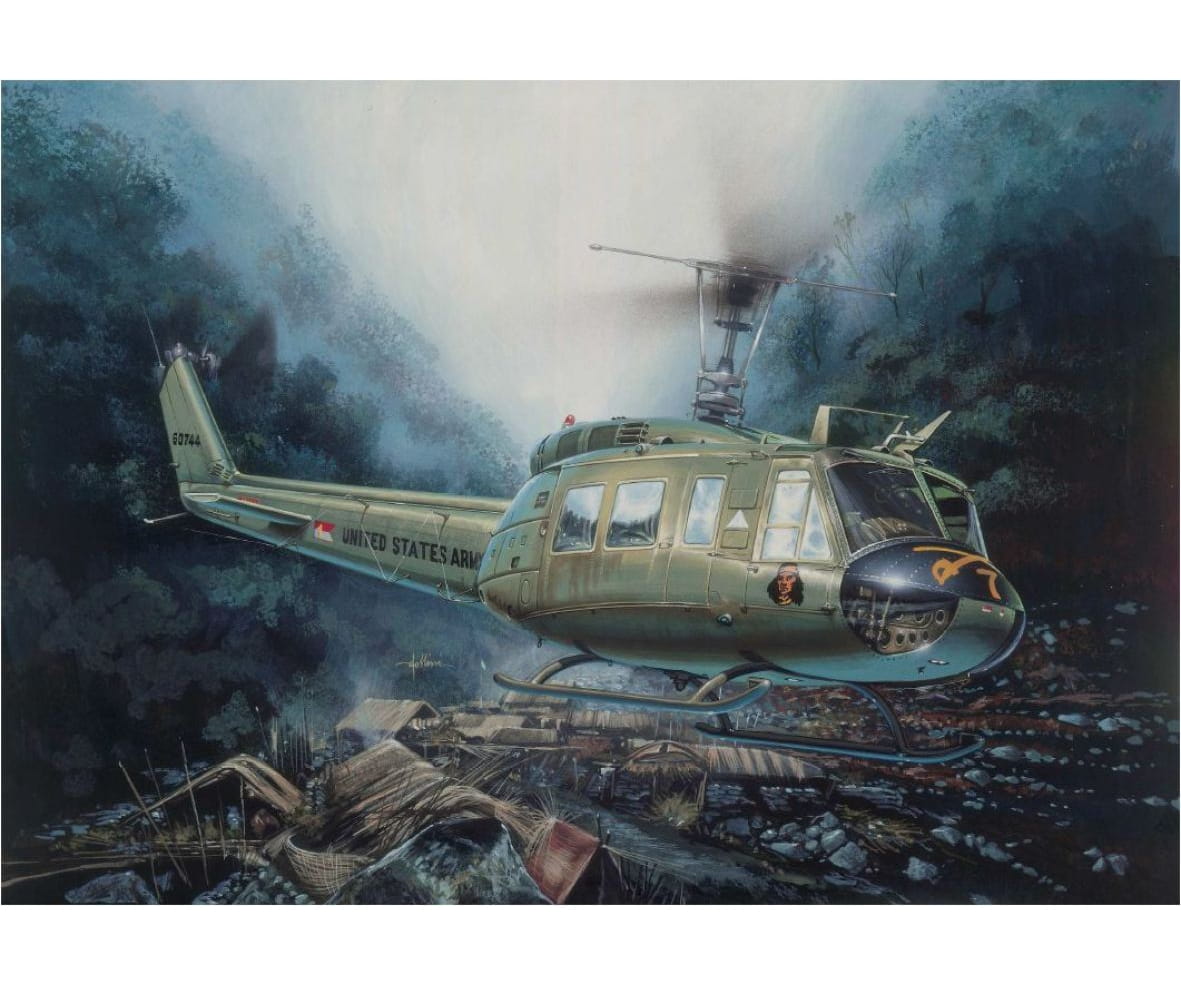 Bausatz des UH-1D „Slick“ Hubschraubers im Massstab 1_48 von Italeri