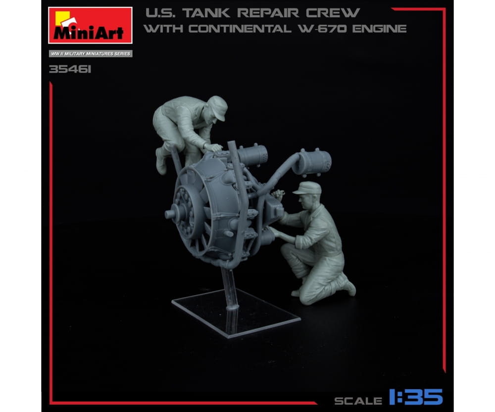 MiniArt 1_35 US Panzer Rep_ Crew m. W670 Motor Plastik Modellbausatz - RC-Zubehoer