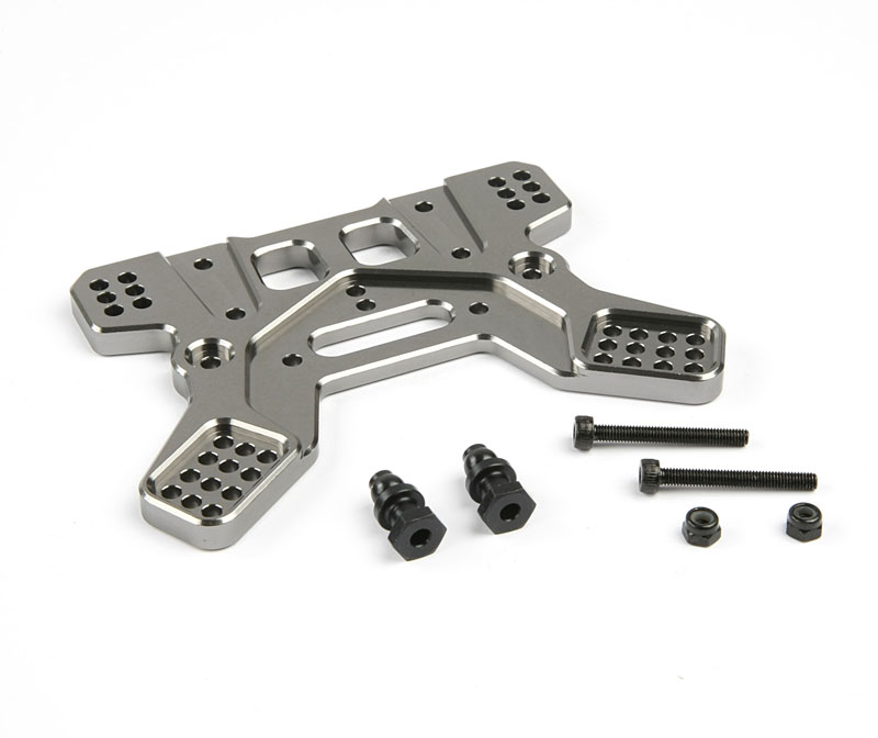 Robitronic Aluminium CNC Dämpferbrücke hinten für Protos Grau eloxiert