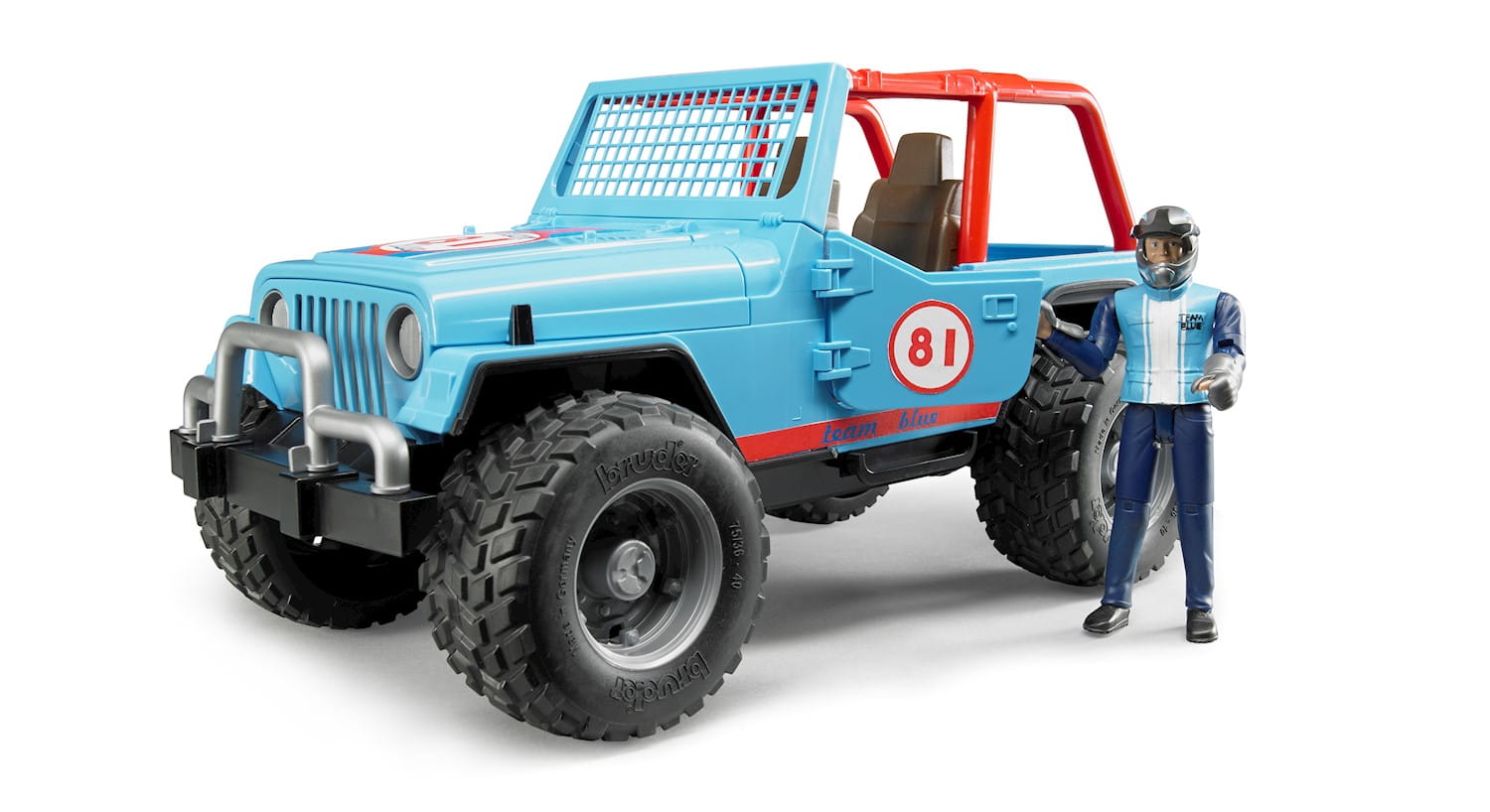 Bruder Jeep Cross Country Racer blau mit Rennfahrer