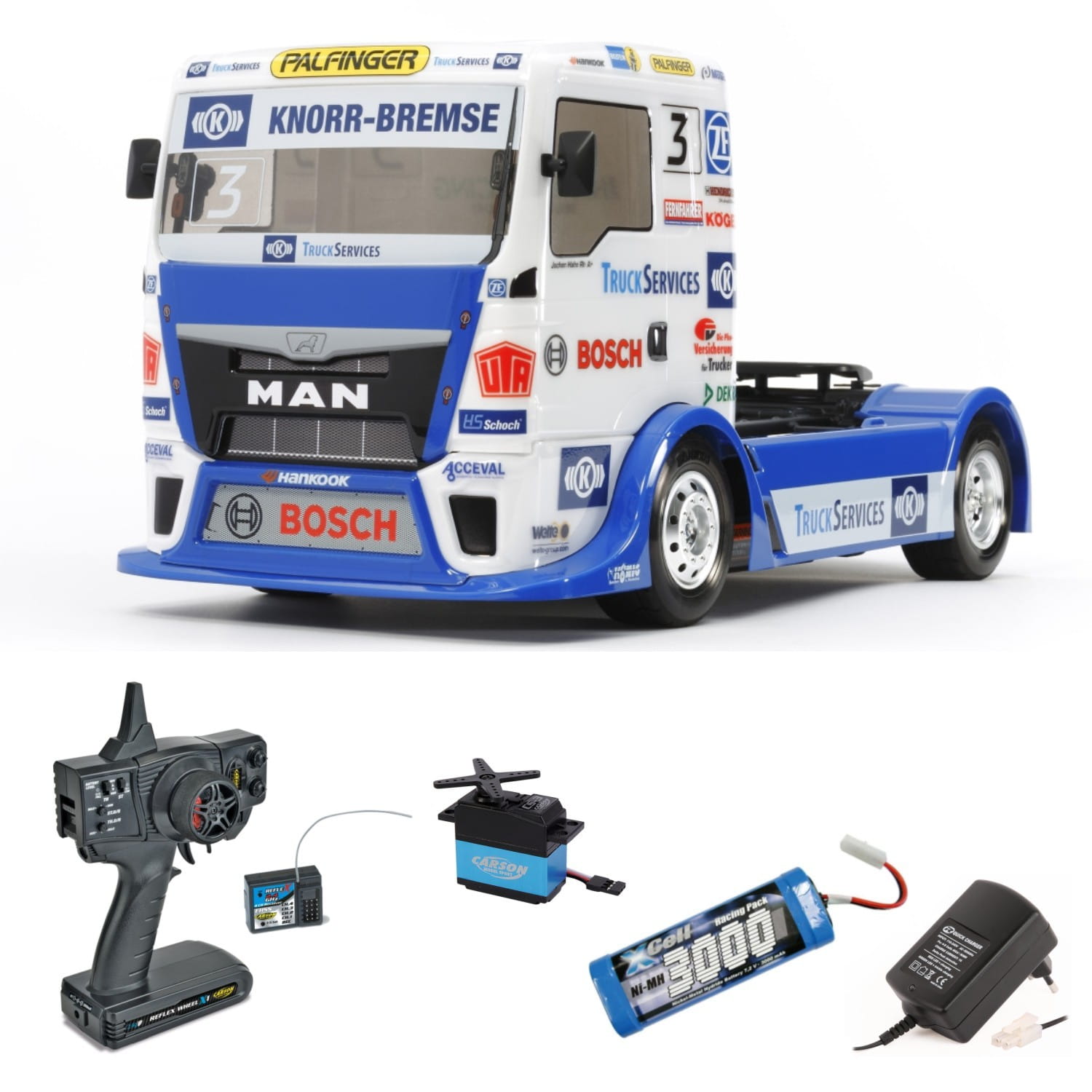 Tamiya 1:14 RC Racing Truck Team Hahn Racing (TT-01E) Bausatz Komplett Set