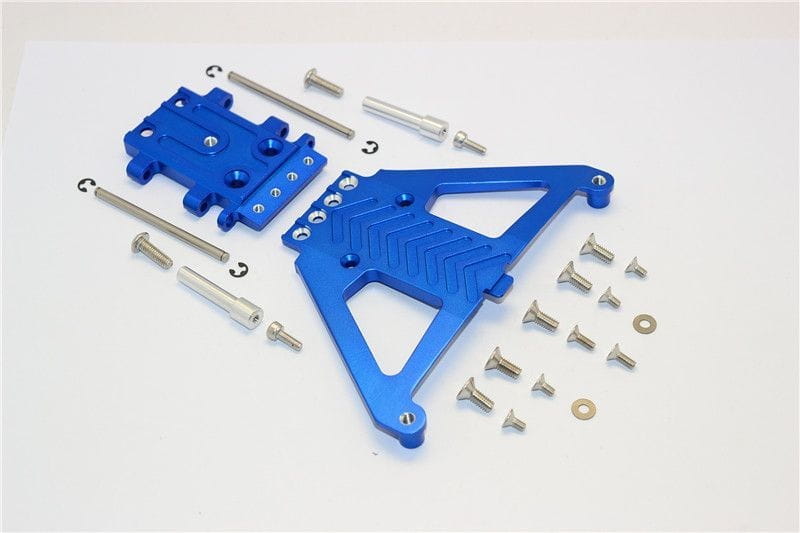 GPM Alu Chassisplatte unten vorne blue fuer Traxxas Slash 4x4 LCG_ Rally - RC-Zubehoer
