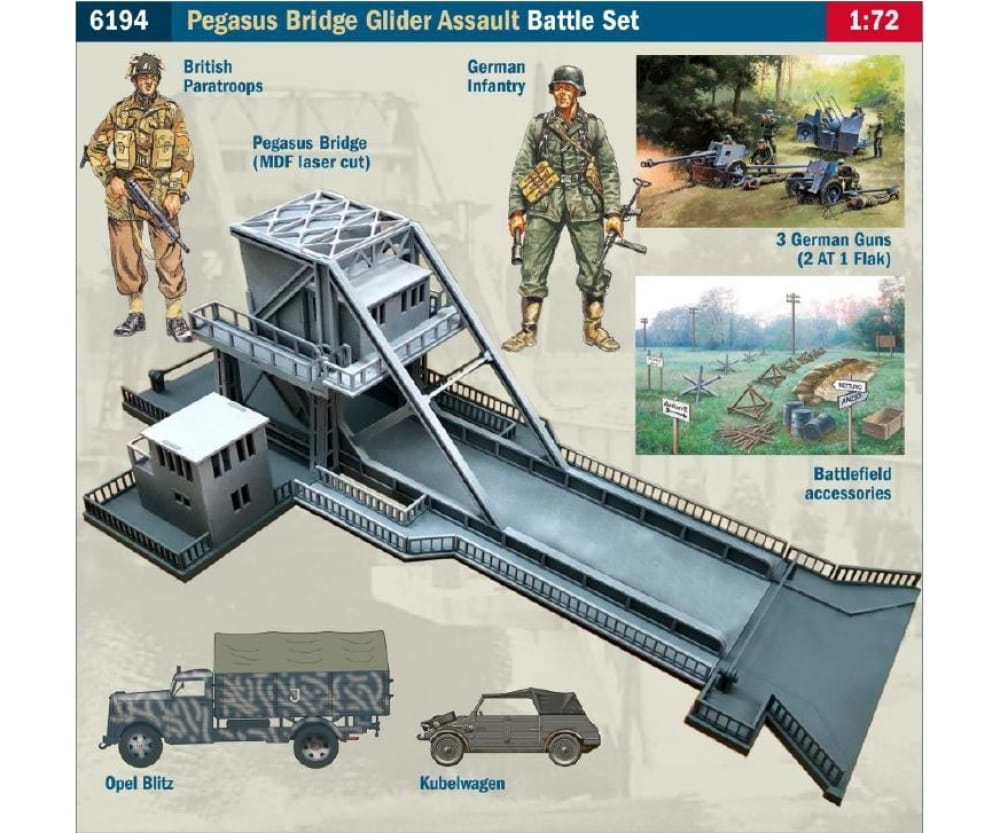 Italeri 1:72 Battle Set "Pegasus Bridge" Plastik Modellbau Bausatz