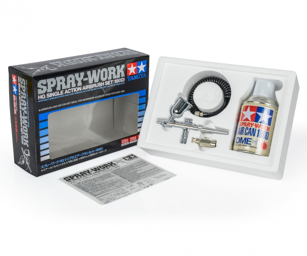 Tamiya SW Airbrush Set HG Single_180DLD fuer Modellbau mit 15ml Farbbecher und Luftschlauch