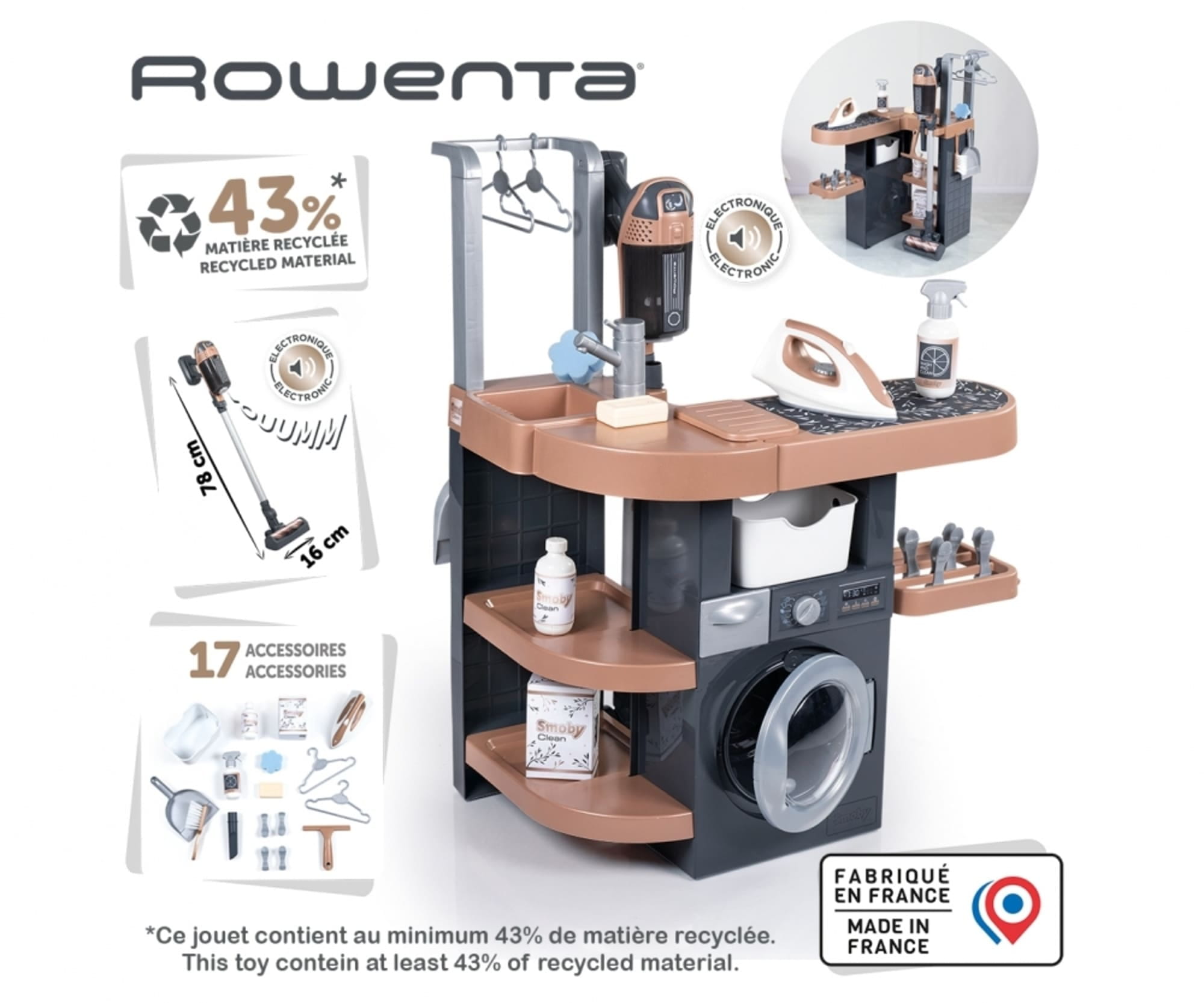 Smoby Rowenta Haushalts-Set Waschkueche