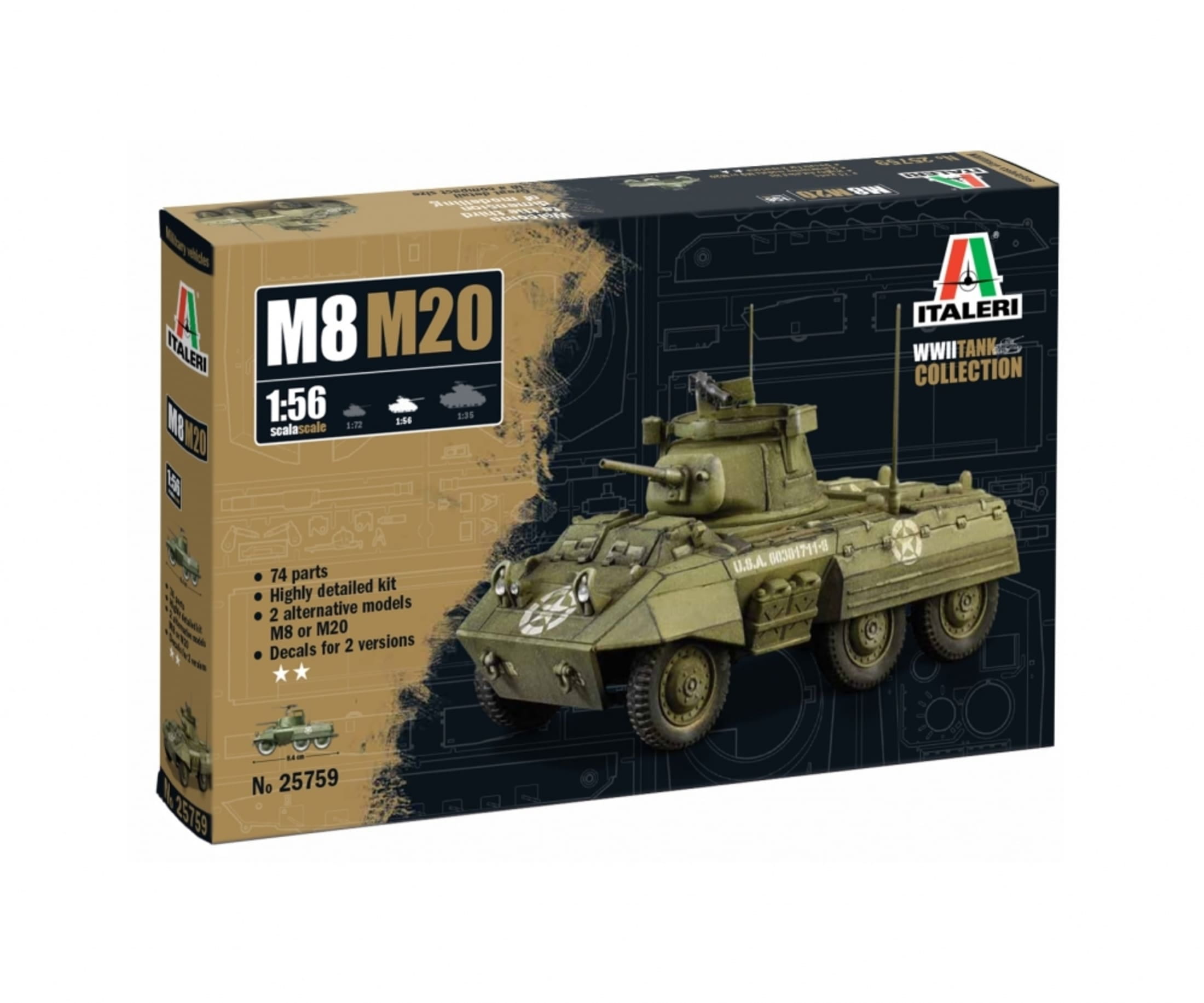 Plastikmodellbau von Italeri 1 56 m8 m20 greyhound