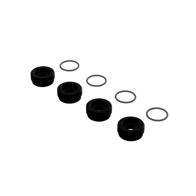 Arrma Aluminum Front Hub Nut Black Inc. O-Rings _4_ - RC-Zubehoer