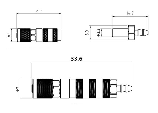 Lesu Hydraulische Schnellkupplung für 4/2,5mm auf 3/2mmSchlauch