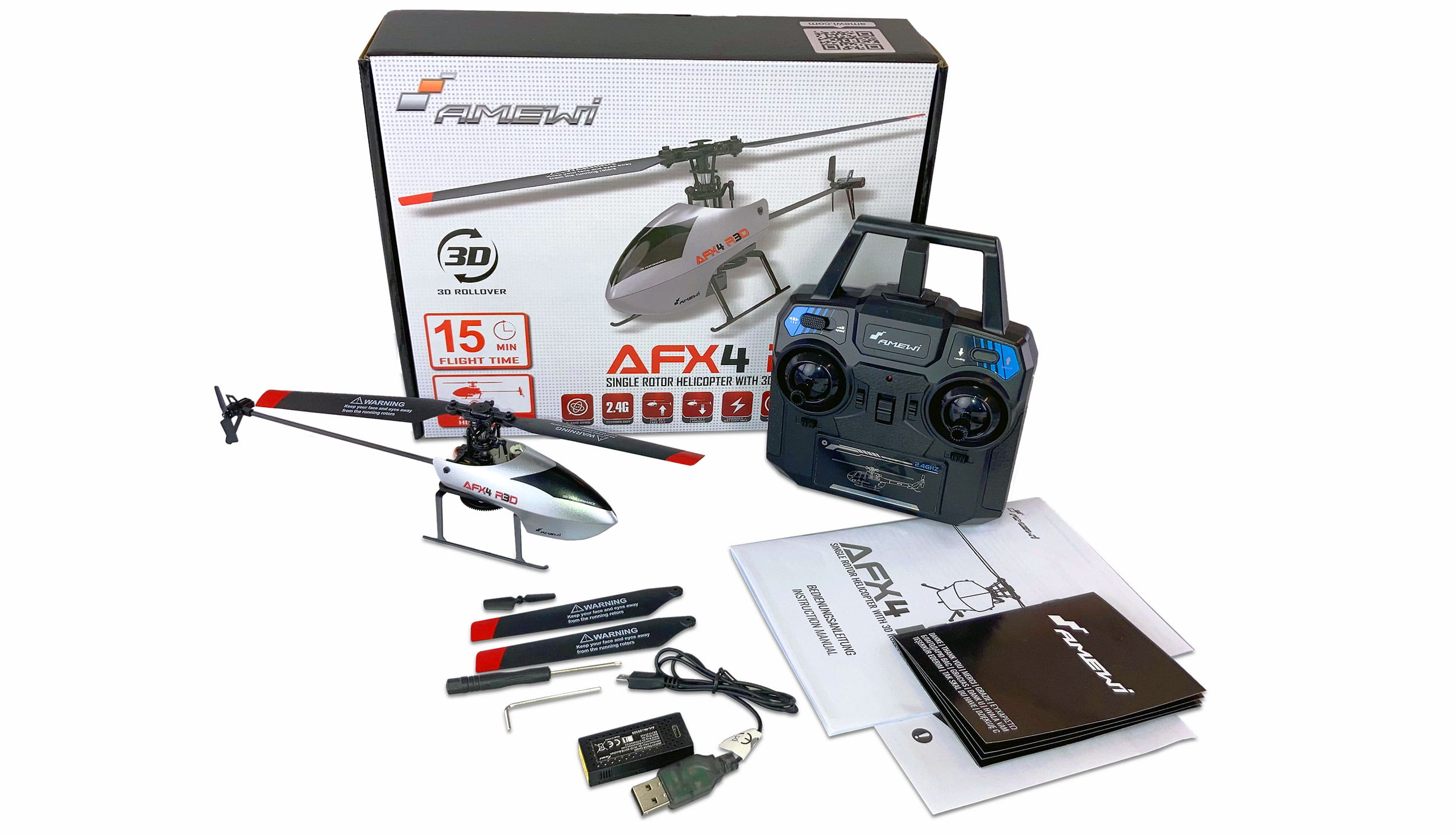Amewi RC Hubschrauber AFX4 R3D Single-Rotor 4-Kanal 6G RTF