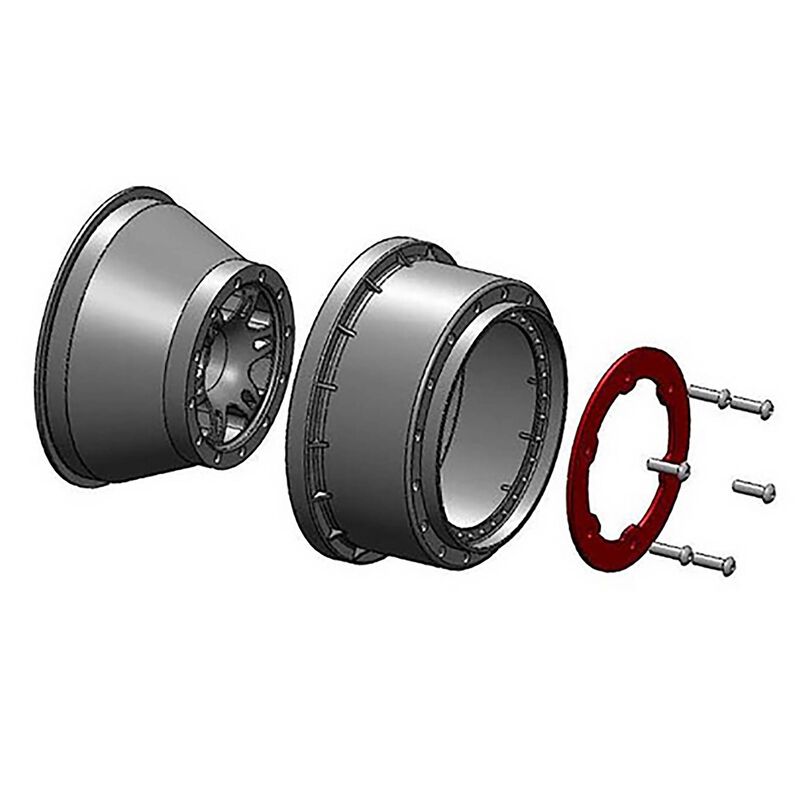 Proline Sixer 2.2/3.0 Red/Black Bead-Loc R Wheels (2): SLH