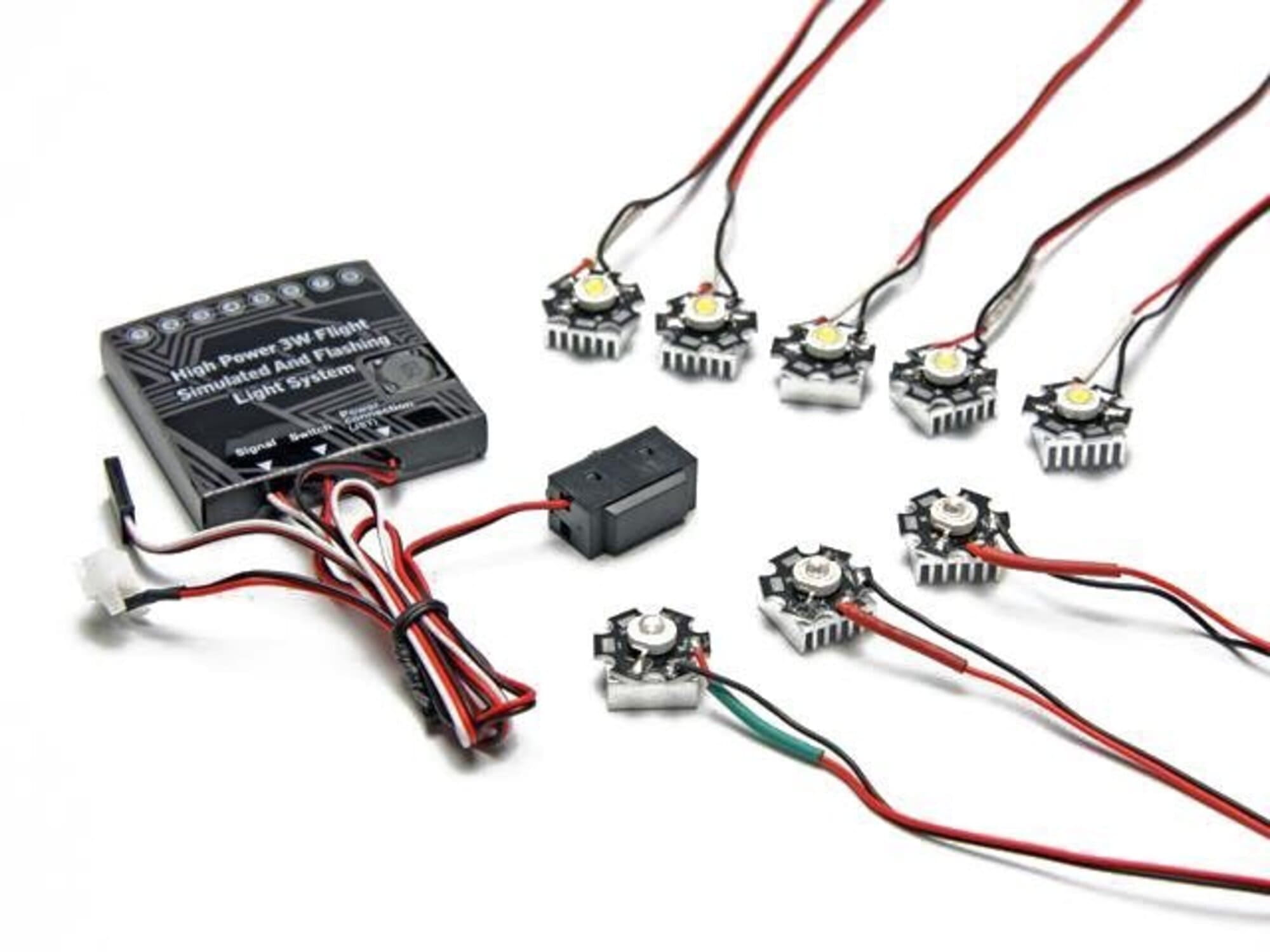 LED Beleuchtungsset fuer Flugmodelle und Helis mit 8 LEDs und Controller