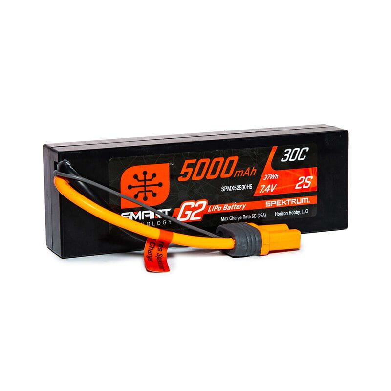 Spektrum Lipo Akku 5000mAh 2S 7,4V Smart G2 30C Hard Case IC5