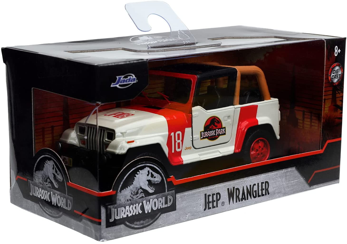 Jadatoys Modellauto Jurassic Park Jeep Wrangler 1:32