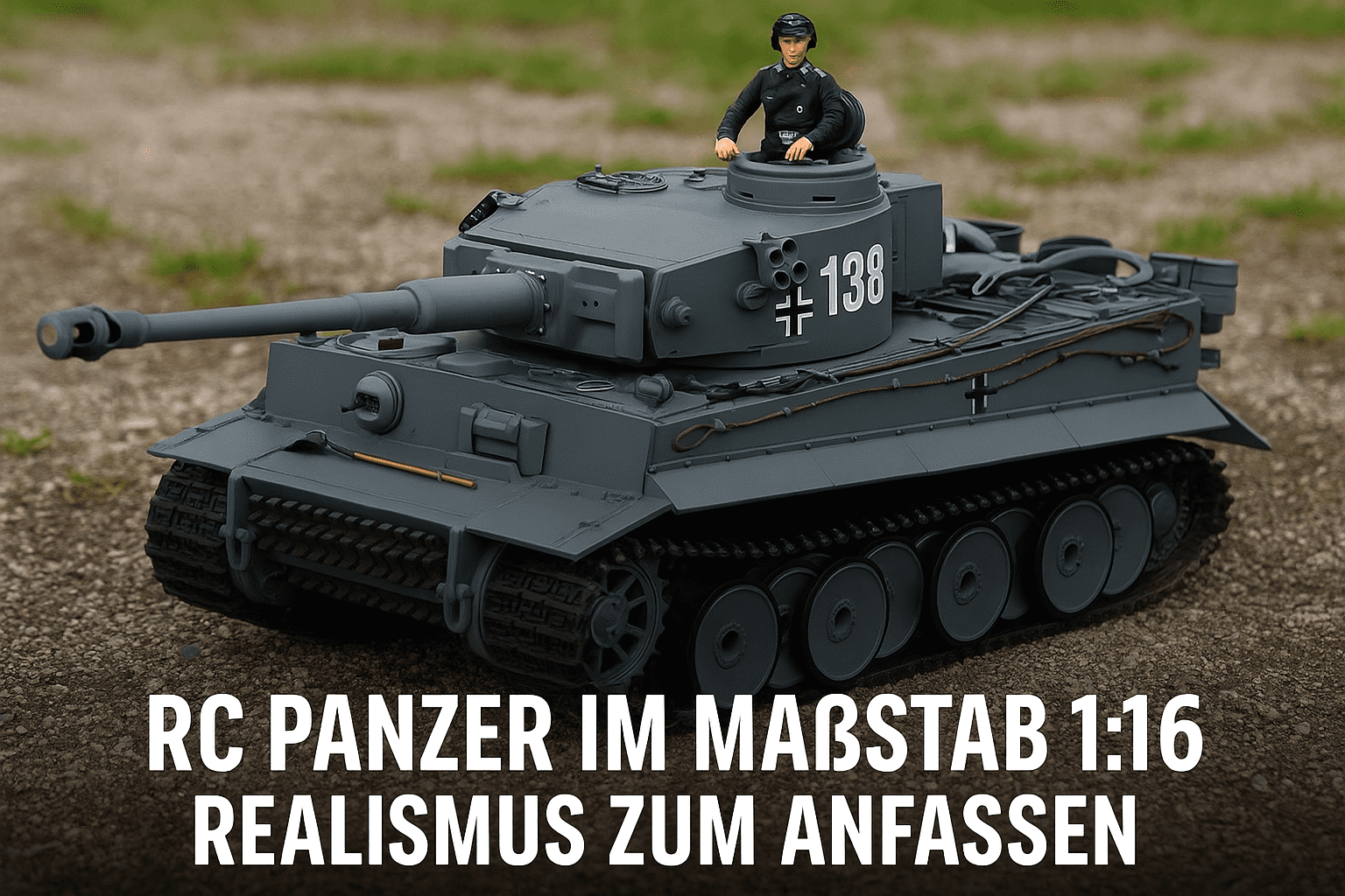 RC Panzer im Maßstab 1:16 mit Sound, Rauch und Schussfunktion auf sandigem Untergrund