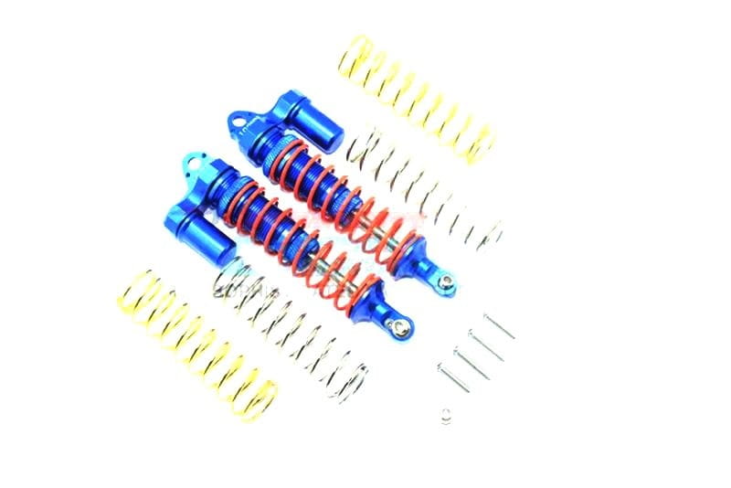 GPM Alu L-Shape Piggy Back Daempfer hinten 102mm blau fuer Traxxas Rustler_ Slash_ Hoss 4x4 - RC-Zubeh