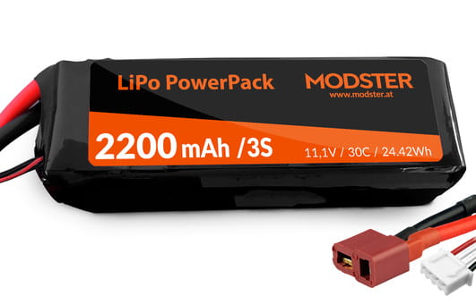 Modster Lipo Akku 3S 11_1V 2200mAh 30C T-Plug PowerPack - RC-Zubehoer