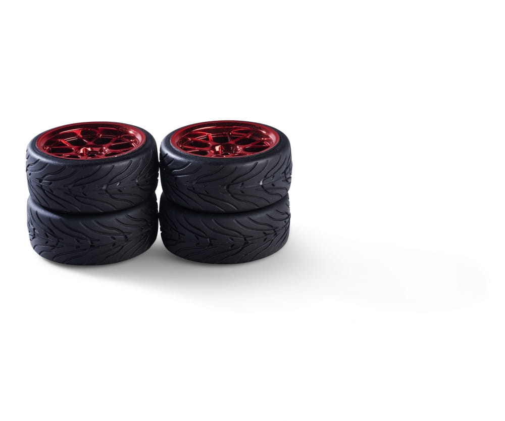 Carson Reifen mit Felgen 1_10 Raederset Y-Design3  _4_ rot - RC-Zubehoer