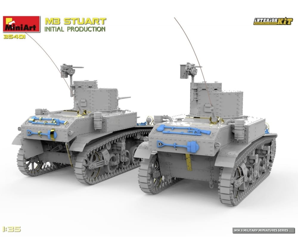 MiniArt 1_35 M3 Stuart erste Prod_ m. Interieur Plastik Modellbausatz - RC-Zubehoer