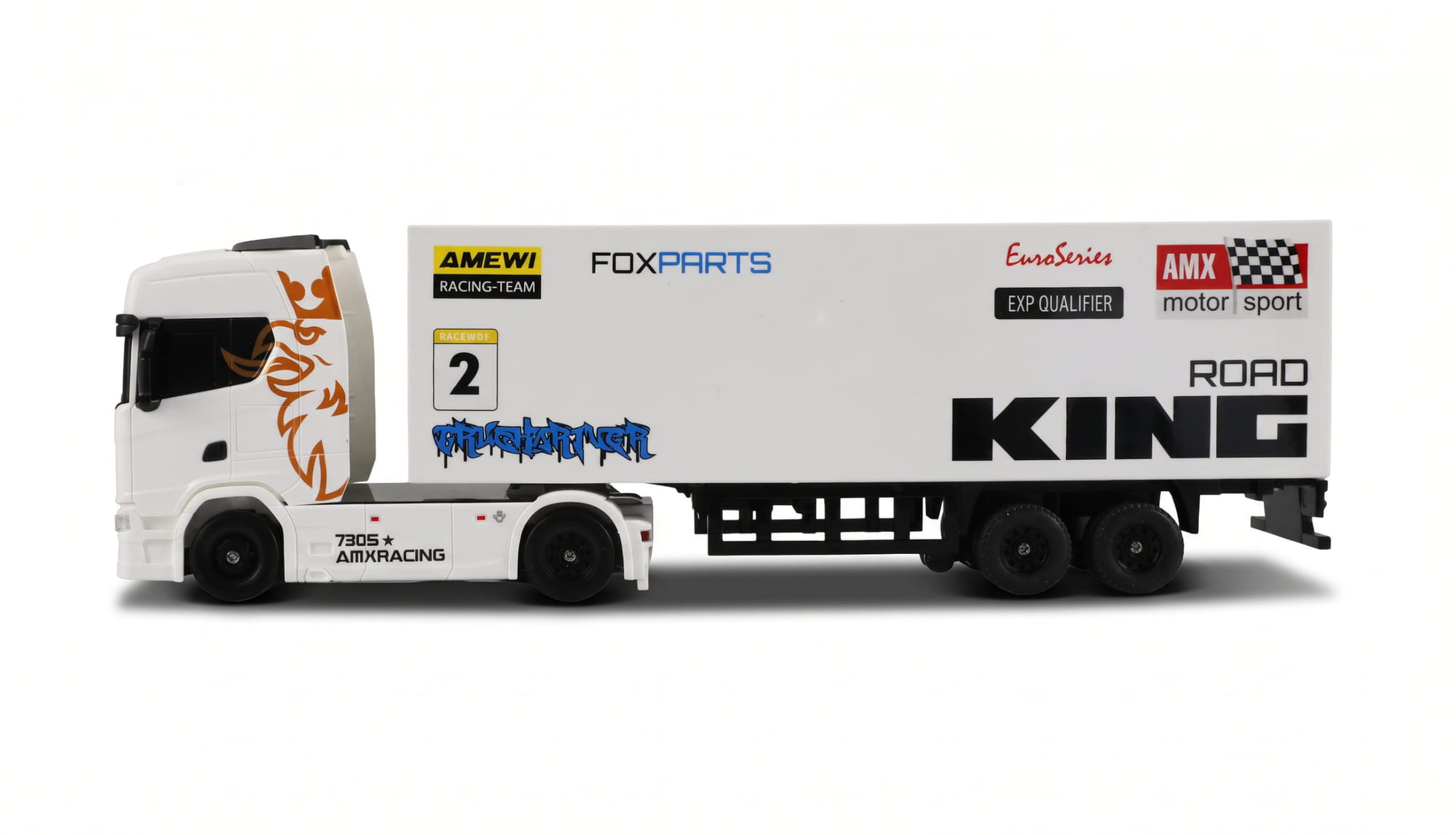 Amewi Mini Scania 730 S 1_64 RC LKW mit Kofferauflieger Weiss