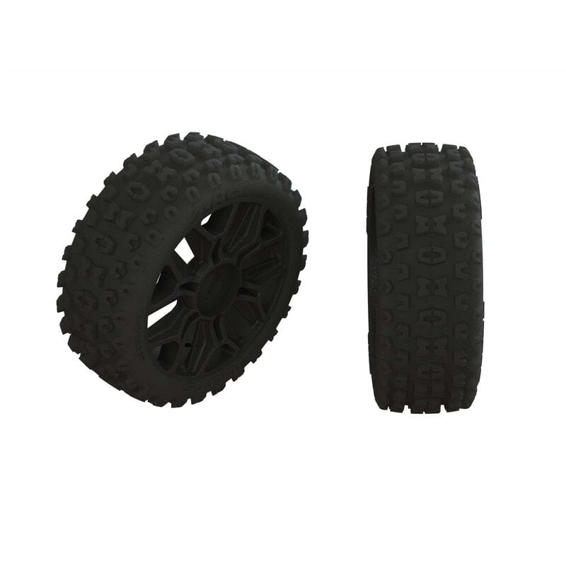 Arrma Reifen Set 2HO Tire Set Glued Black _2_ - RC-Zubehoer