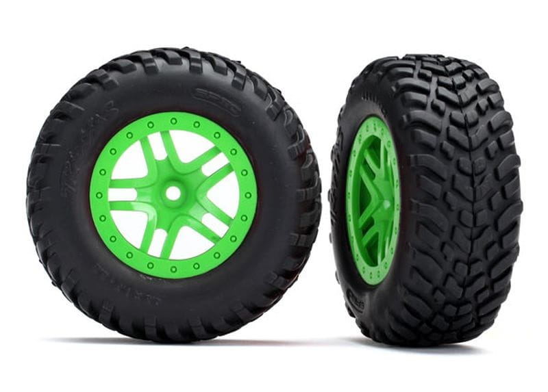 Traxxas Reifen auf Felge SCT Split-Spoke grün (2) 4WD v/h, 2WD h (TS