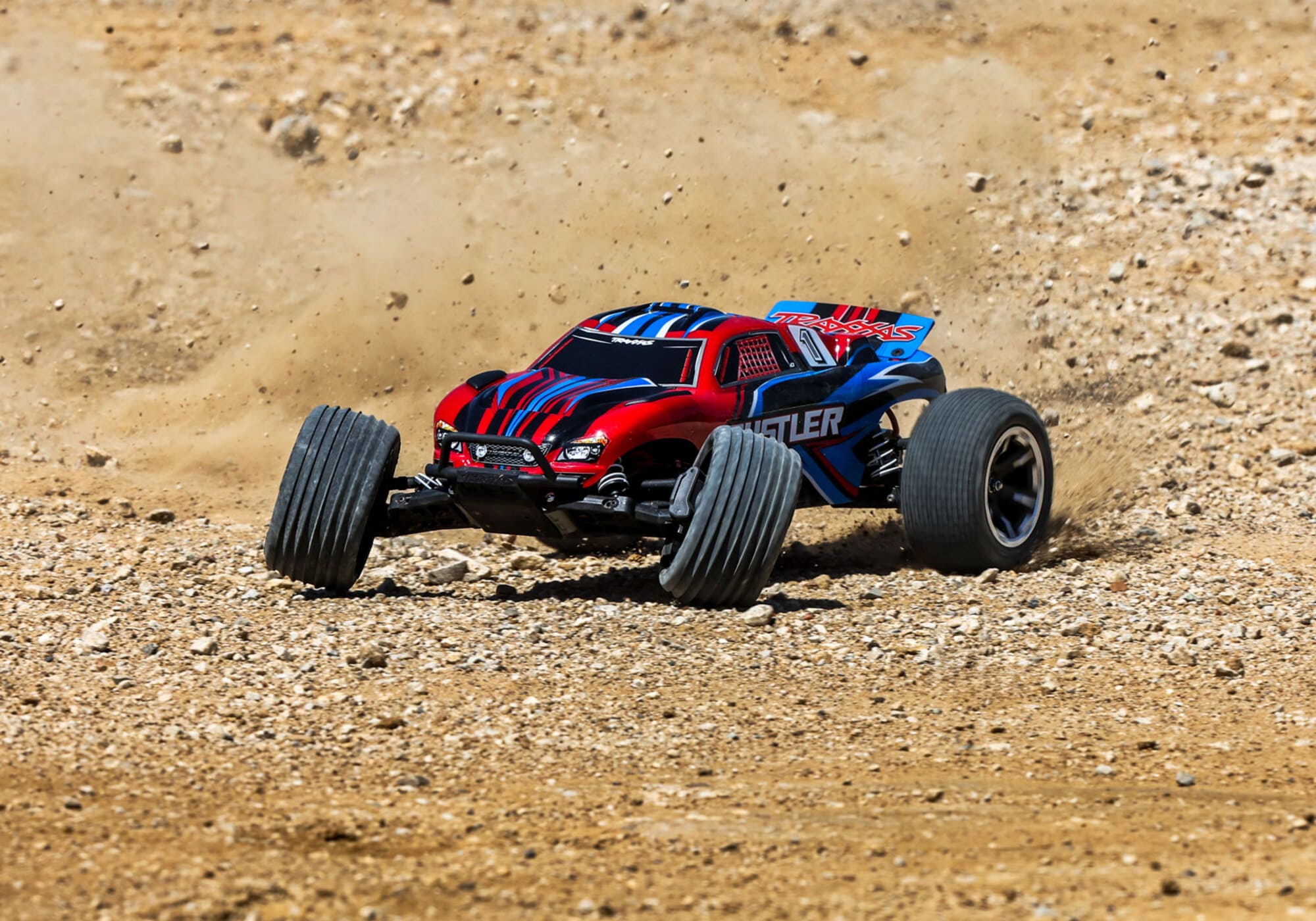 Traxxas Rustler 2WD Rot RTR mit Akku und USB-C-Lader Traxxas Rustler 2WD Rot RTR mit Akku und Lader