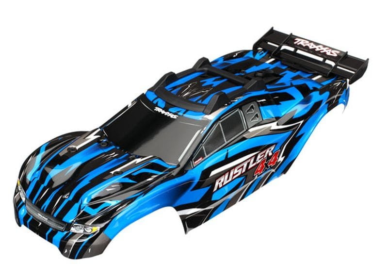 Traxxas Karosserie Rustler 4X4 blau +Decals mit Karosseriehalterung Traxxas Karosserie Rustler 4X4 blau _Decals mit Karosseriehalterung - RC-Zubehoer