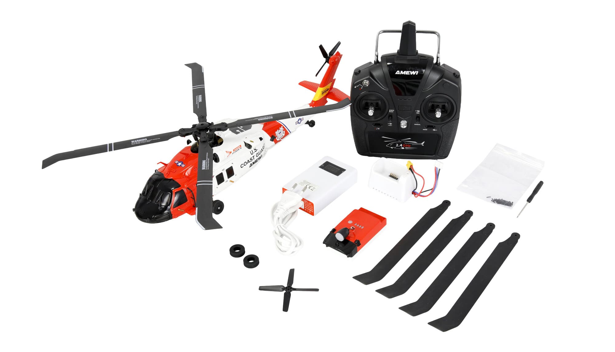 Amewi UH60 Black Hawk Coastguard RC Helikopter 6G_3D RTF