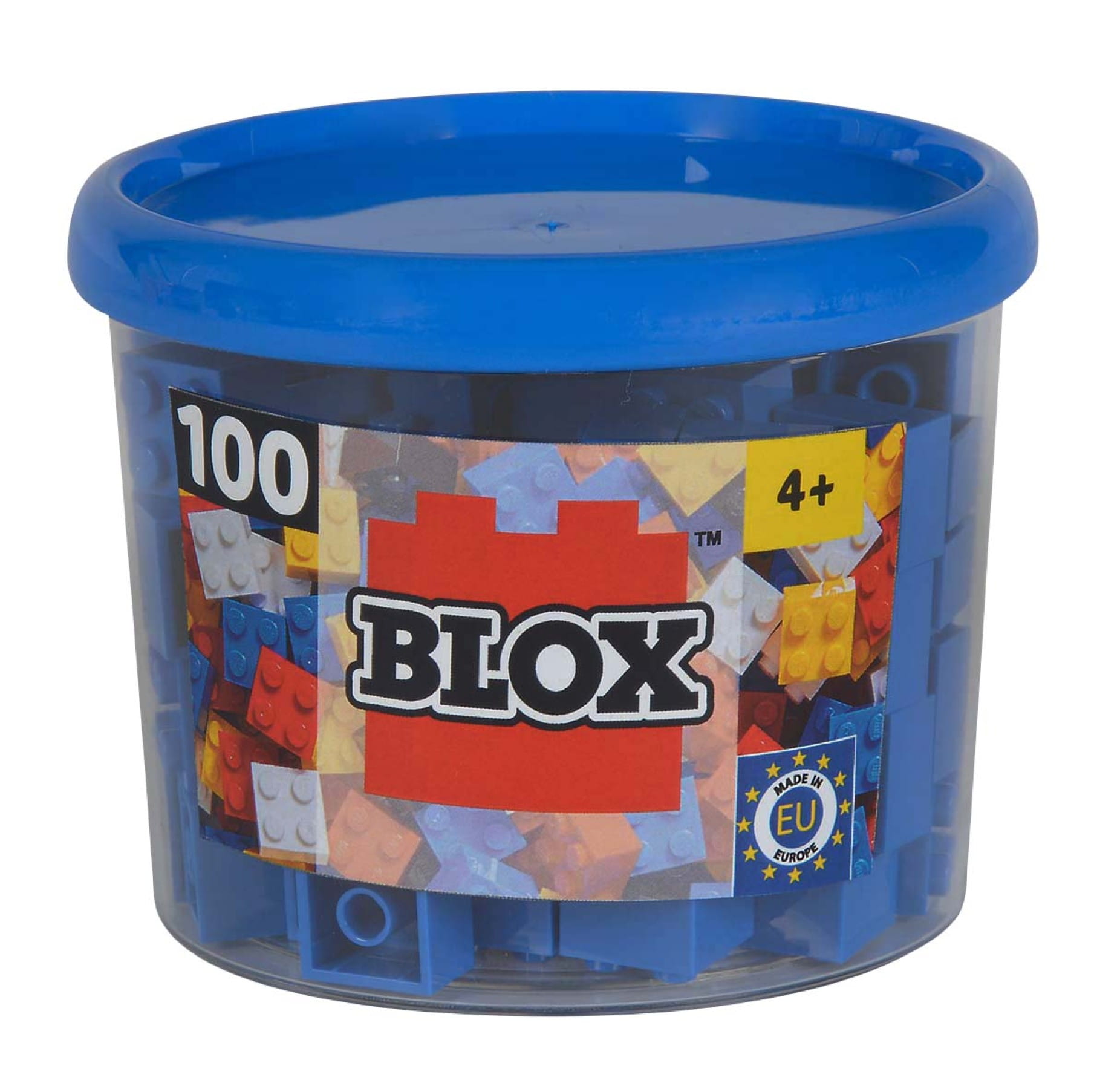 Androni Bausteine Blox 100 blaue 4er Steine in Dose
