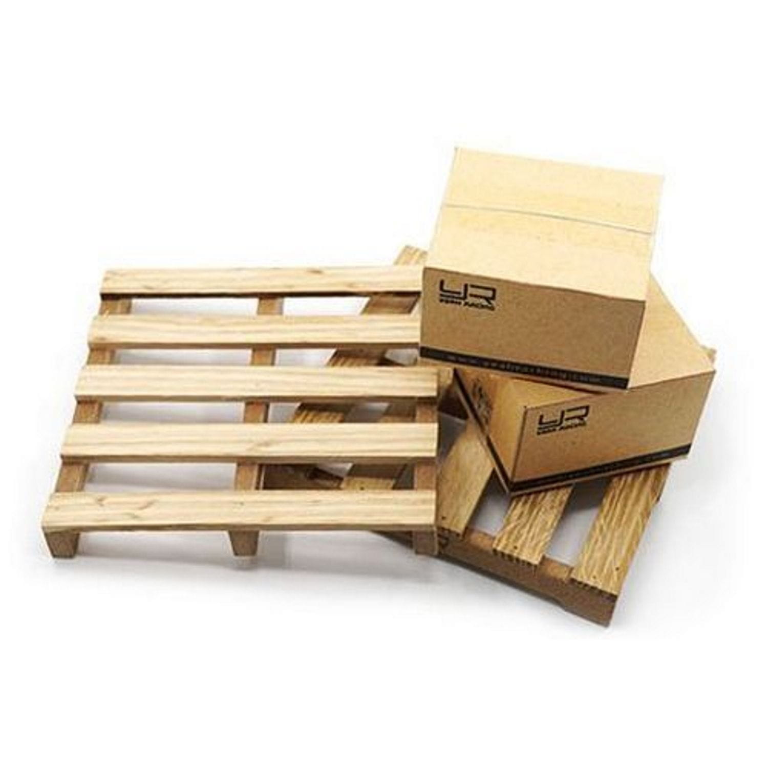 Thicon Holzpaletten mit Kartons 2 Stück
