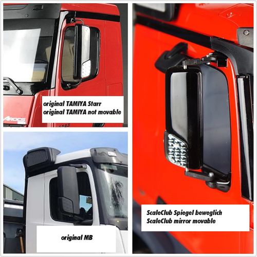 ScaleClub 1_14 Spiegelhalter aus Metall anklappbar fuer Tamiya Arocs - RC-Zubehoer