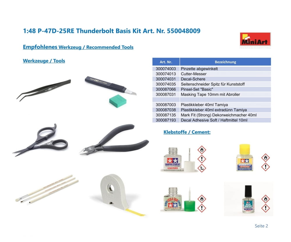 Plastikmodellbau von Miniart 1-48 p 47d 25re thunderbolt basis ki