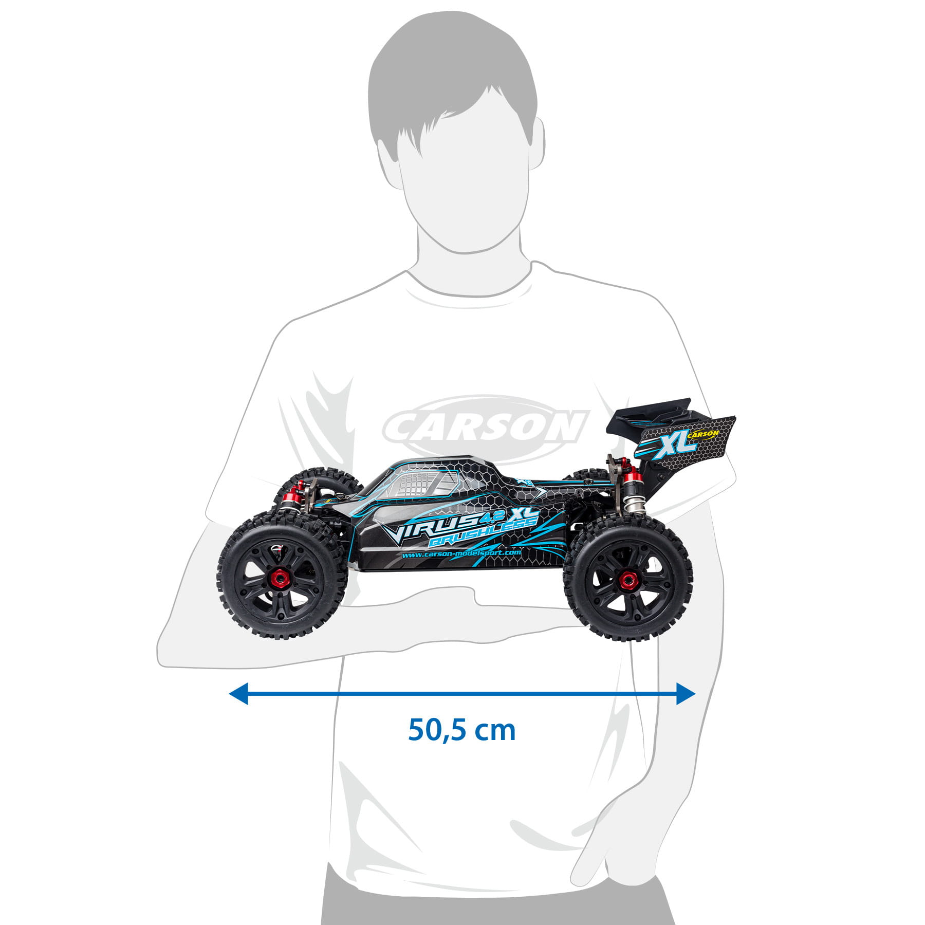 Carson 1_8 Virus 4_2 XL Brushless RTR Offroad Buggy 80 km_h - LiPo Akku und 2.4 GHz Schwarz - Tuerkis
