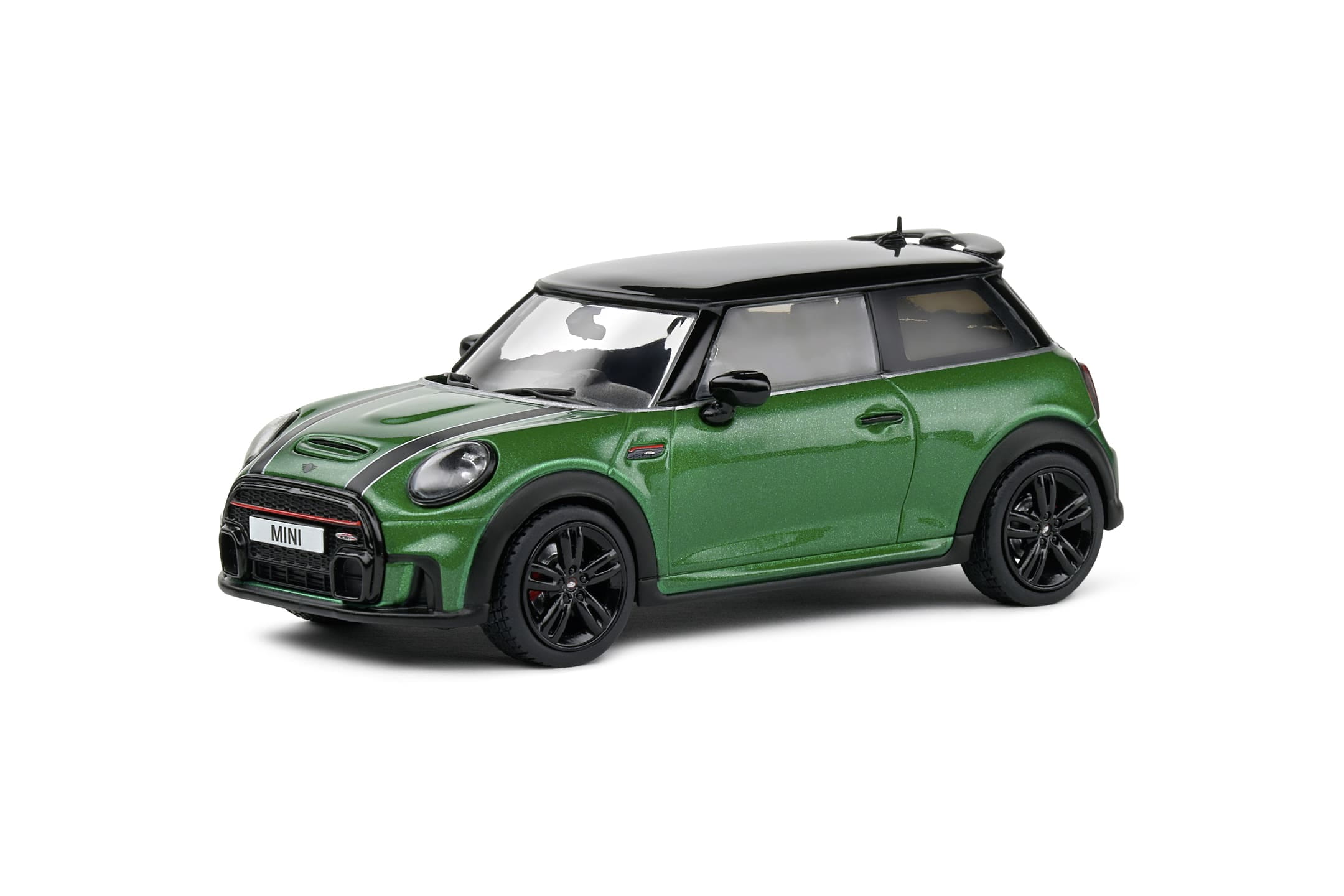 Solido 1_43 Mini Cooper John Works 2023 Modellauto British Racing Green - Detailreich und hochwertig