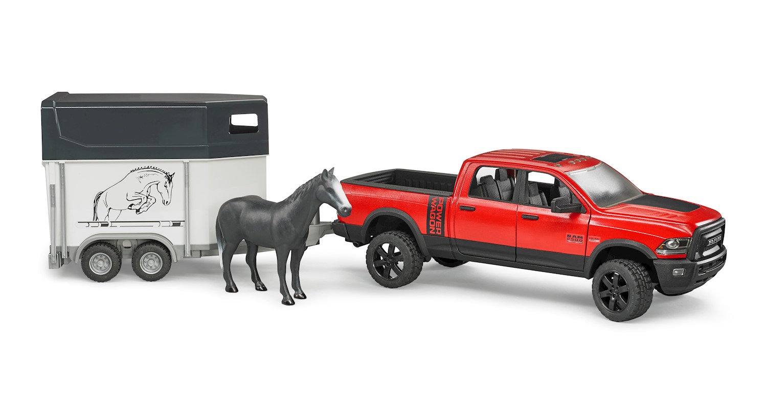 Bruder Doge Ram 2500 Power Wagon mit Pferdeanhänger und Pferd