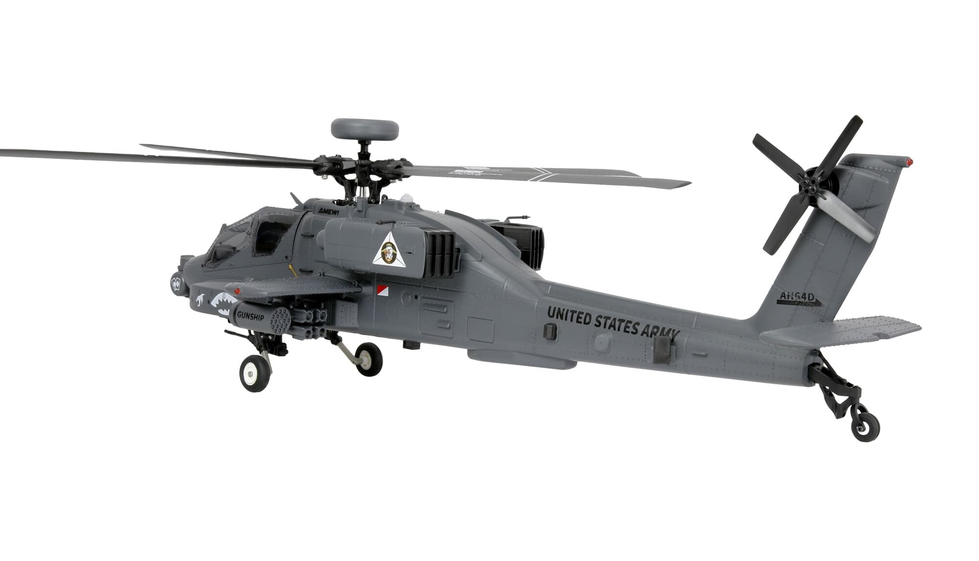 Amewi Apache AH-64D CP Helikopter grau 1_32 6G_3D RTF mit Transportkoffer