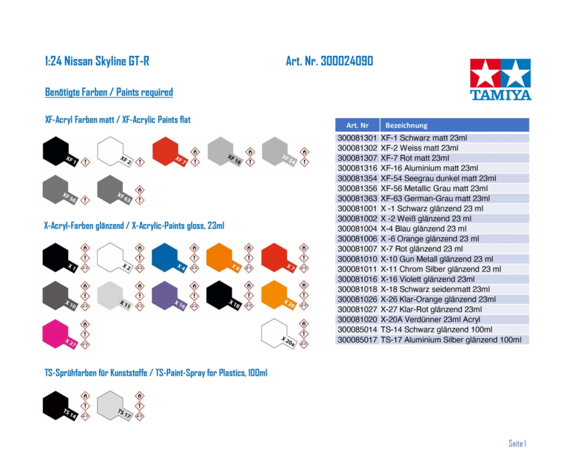Tamiya 1_24 Nissan Skyline GT-R Plastik Modellbau - RC-Zubehoer
