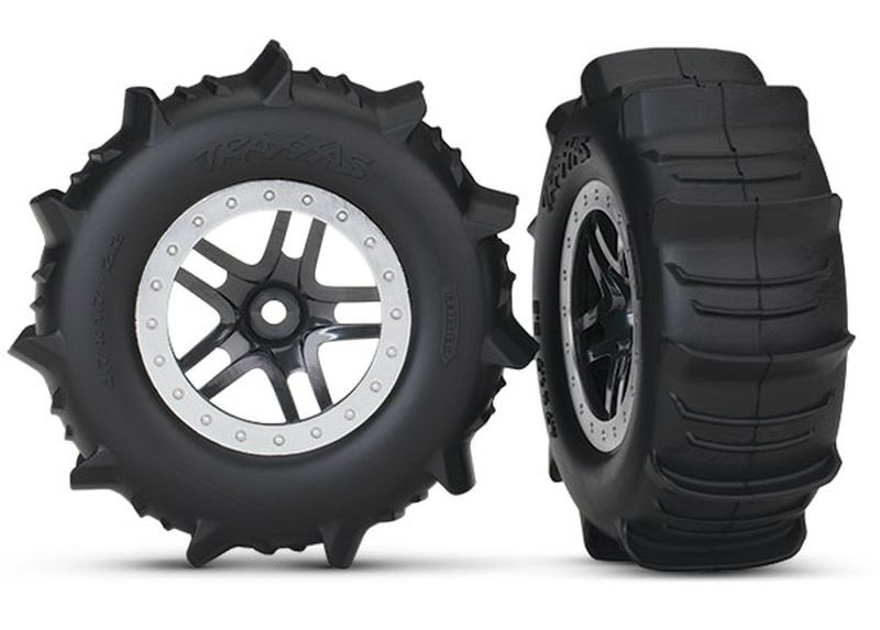 Traxxas Paddle-Reifen auf Felge SCT Split-Spoke satin chrome_ beadlo - RC-Zubehoer