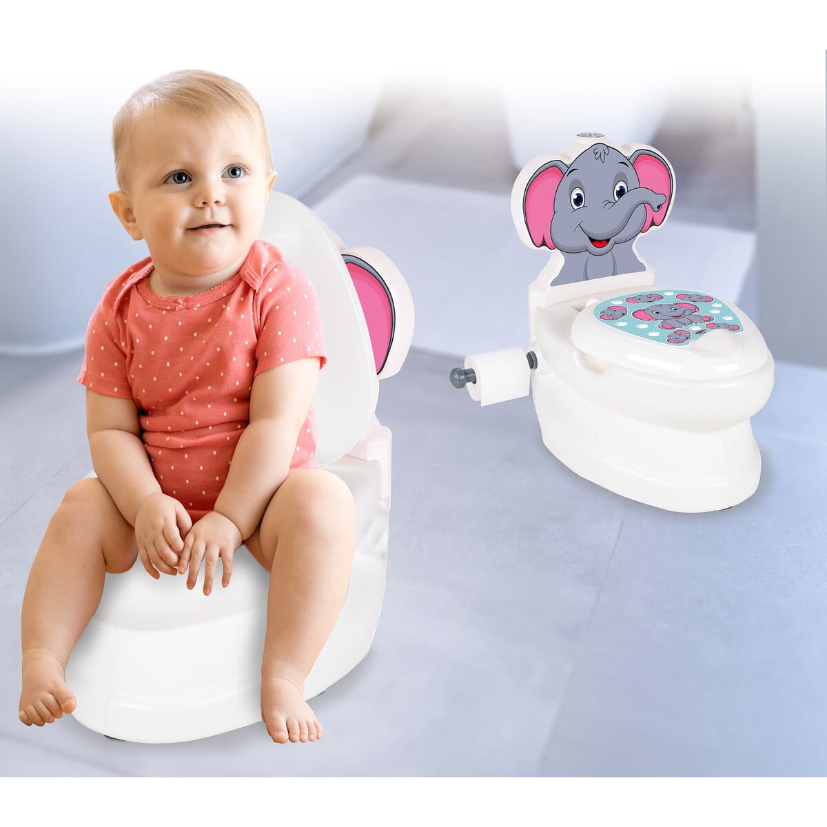 Jamara Meine kleine Toilette Elefant mit Spülsound und Toilettenpapierhalter  | JA-460957