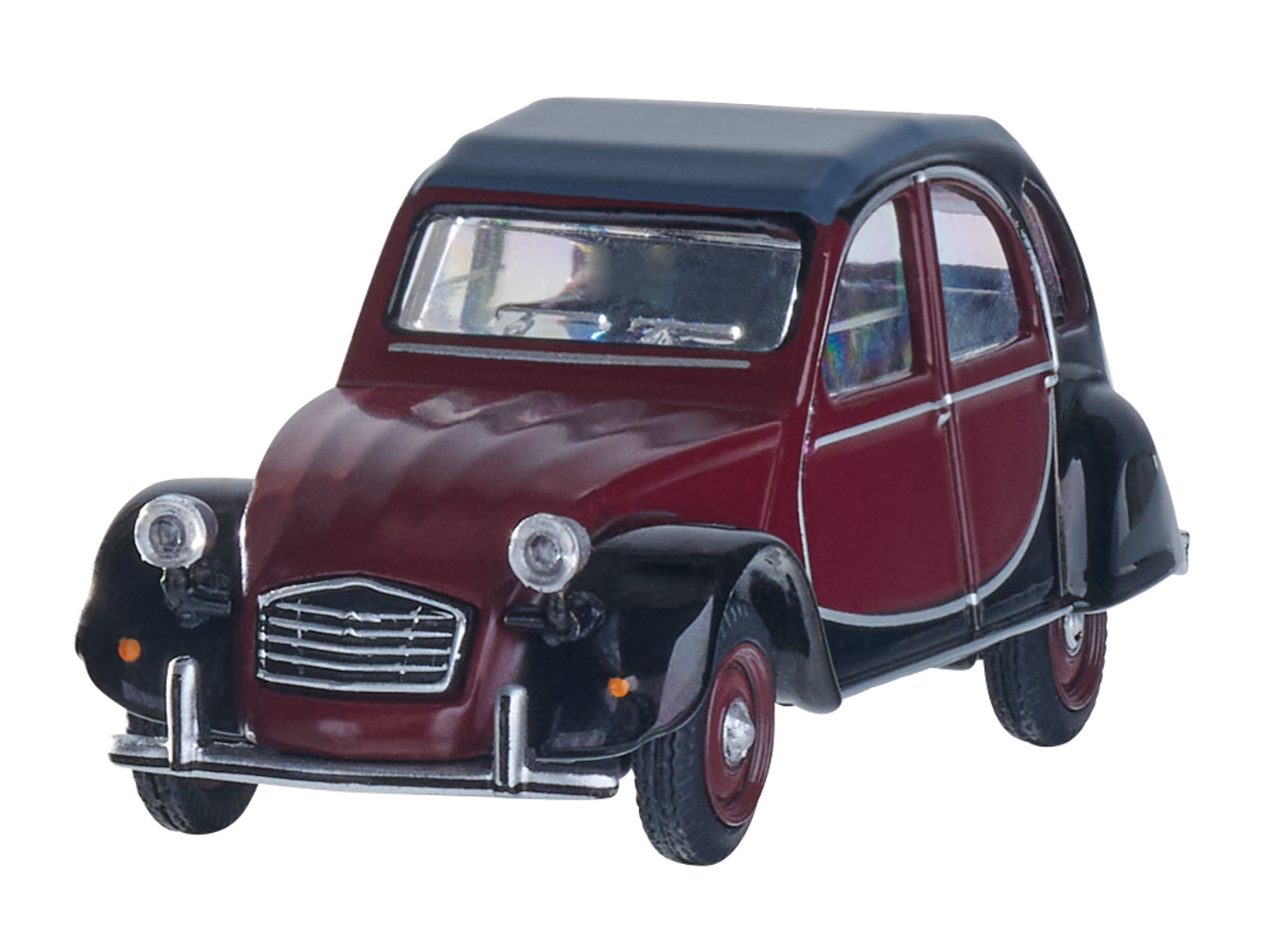 Schuco 1_64 Citroen 2CV Charlsten Weinrot_Schw. Standmodell