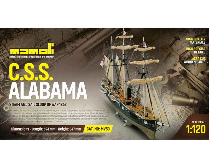 Mamoli Schiff C.S.S Alabama Dampfschaluppe 1:120 Holz Bausatz
