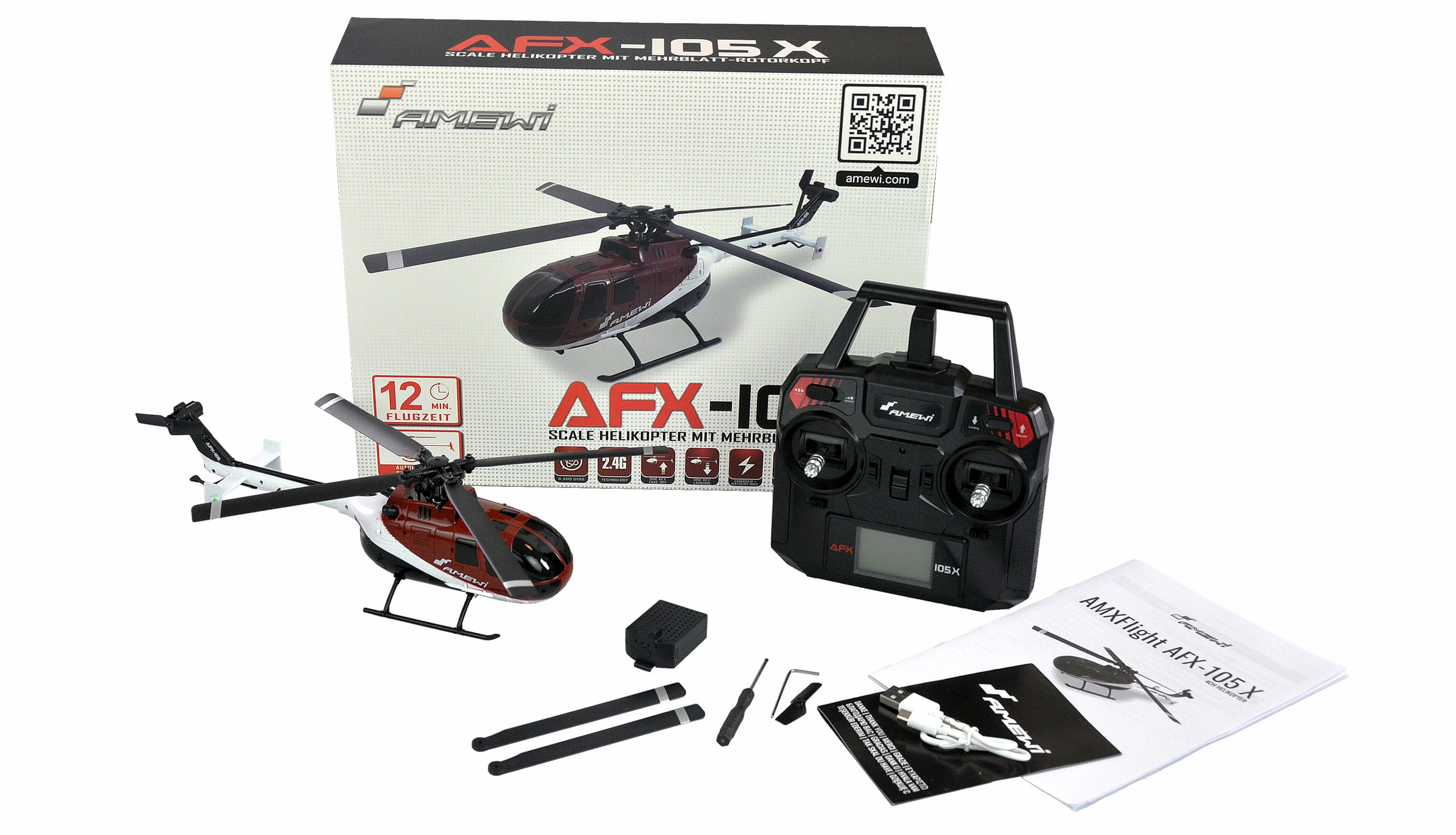 Amewi AFX-105 X Hubschrauber RTF mit LED und Auto-Start  Amewi AFX-105 X Hubschrauber RTF mit LED und Auto-Start