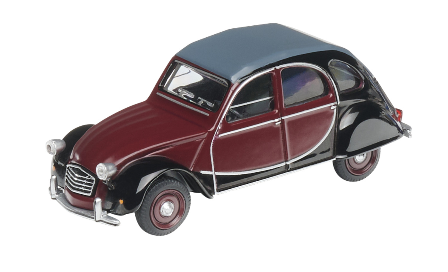 Schuco 1_64 Citroen 2CV Charlsten Weinrot_Schw. Standmodell